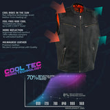 Men's Cool-Tec Leather Vest/Stand-Up Collar  MLM3502