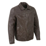 Men's Classic Black Zipper Front Jacket with Shirt Collar SFM1804